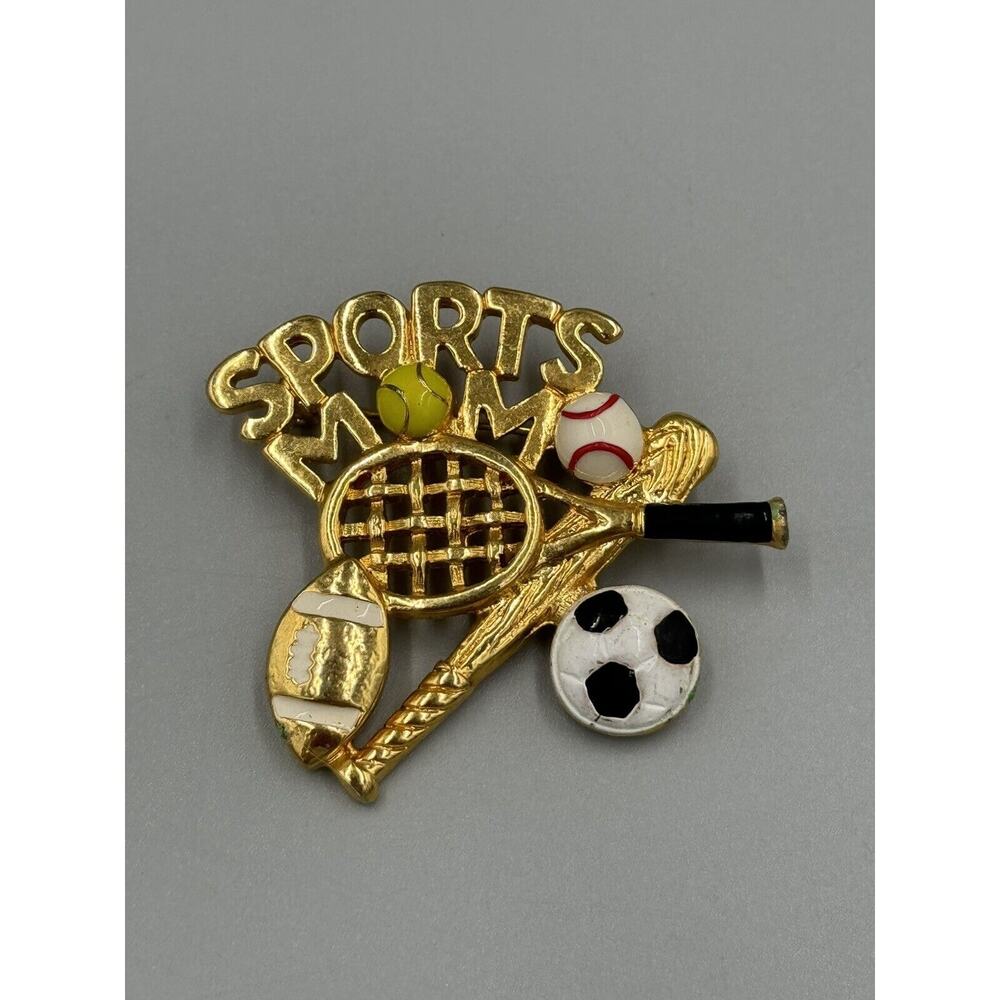 Gold Colored‎ REN Sports Mom Lapel Pin Brooch